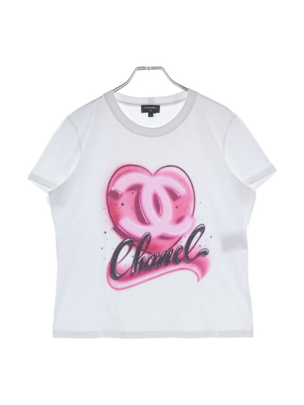 Chanel Heart CC Logo Front Print Short Sleeve T-Shirt White